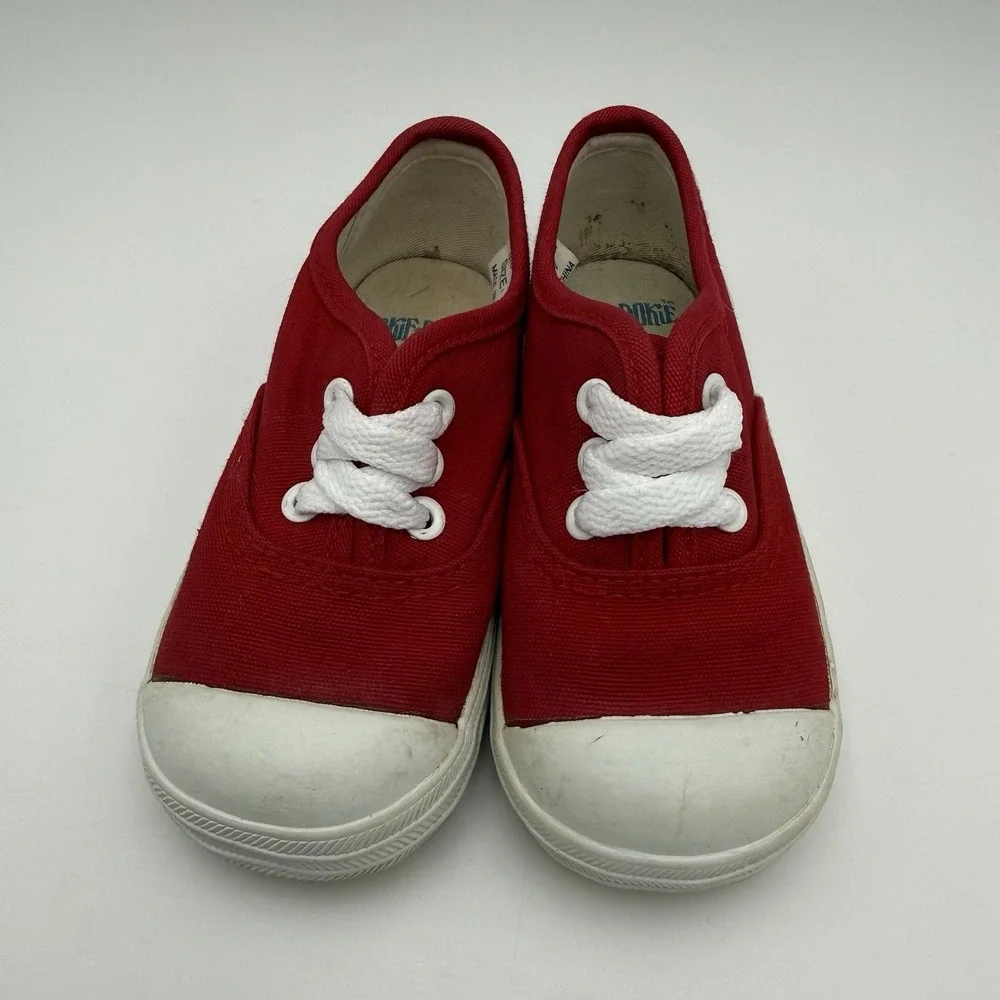 Vintage 1990s Okie Dokie Shoe Toddler Kids Size 7 Red & White Classic Canvas‎